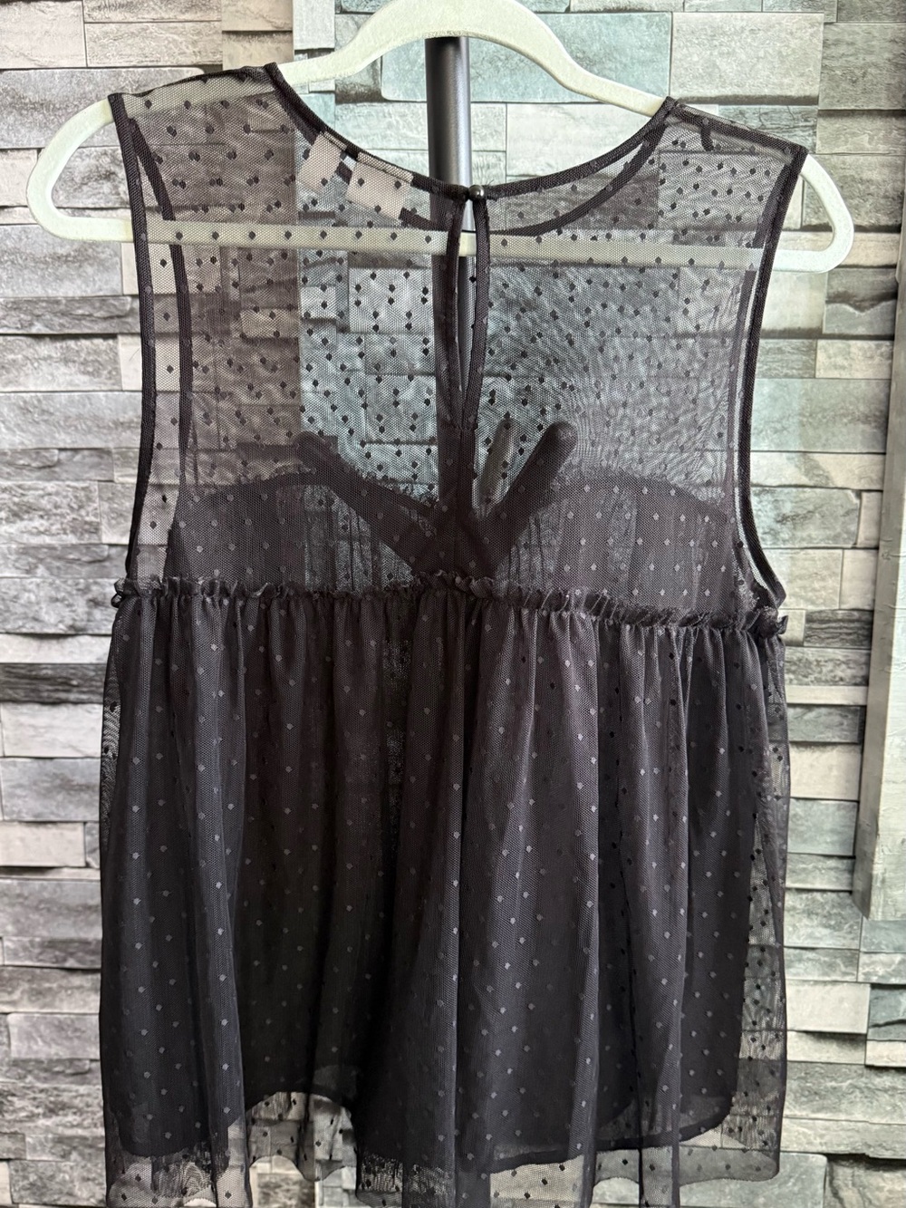 14th & Union Black Sheer Polka Dot Sleeveless Top